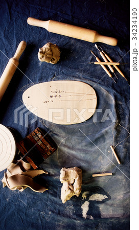 Creative workshop in clay. The tool of the 34234190