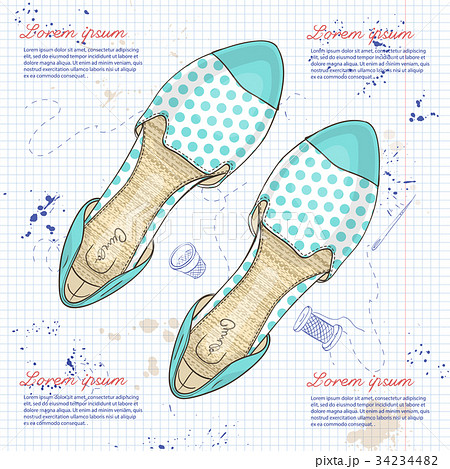 Fashion vector sketch womens shoes. 34234482