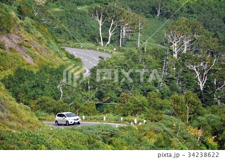ドライブイメージ 山道を走るコンパクトカー ドライブイメージ 山道を走るコンパクトカー 34238622