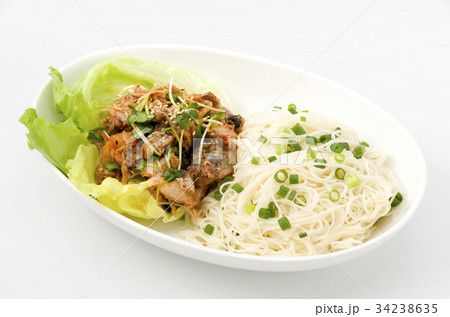 油そーめんとさば缶のキムチ和え 34238635