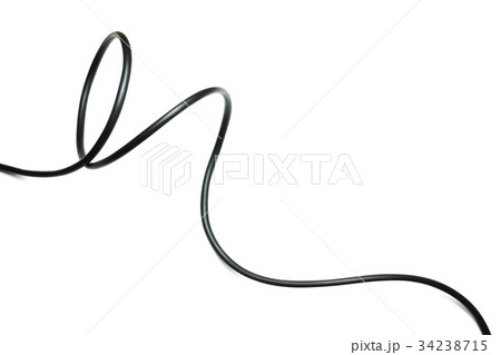 black wire cable isolated on a white background. black wire cable isolated on a white background. 34238715