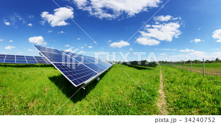 Solar panel on blue sky background 34240752