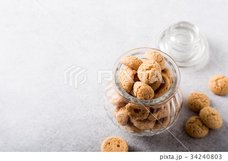 Amaretti cookies in glass pot Amaretti cookies in glass pot 34240803