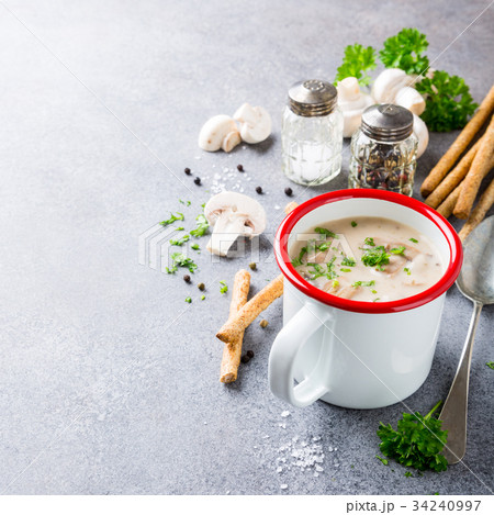 Homemade mushrooms champignons soup Homemade mushrooms champignons soup 34240997