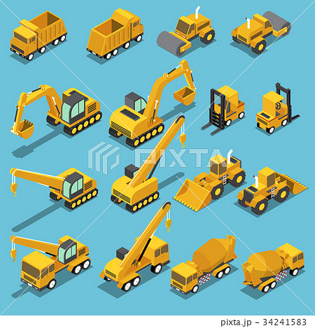 Isometric construction transport icon set 34241583