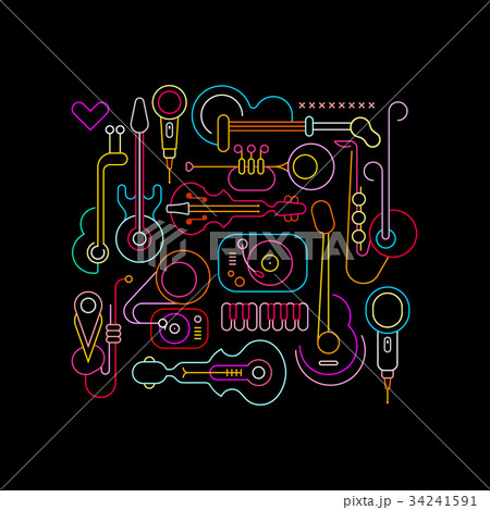 Musical Instruments Neon Design 34241591