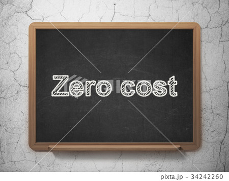 Business concept: Zero cost on chalkboard Business concept: Zero cost on chalkboard 34242260