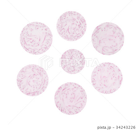 Slice of taro. top view. Flat lay Slice of taro. top view. Flat lay 34243226
