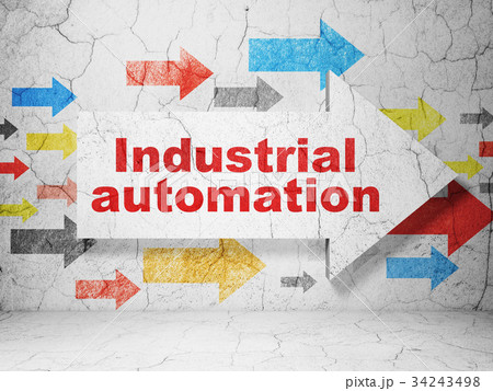 Manufacuring concept: arrow with Industrial 34243498