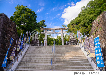 山梨県甲府市 武田神社参道鳥居の写真素材