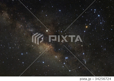 Constellation Scorpius and milky way galaxy Constellation Scorpius and milky way galaxy 34256724