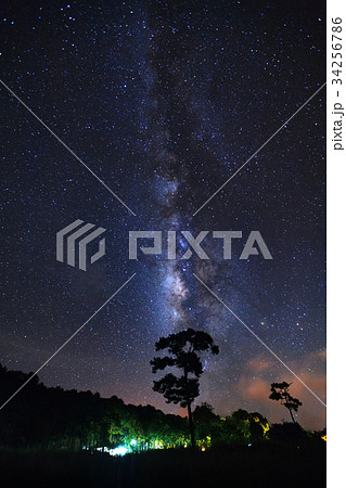 Milky Way galaxy with cloud and space dust 34256786