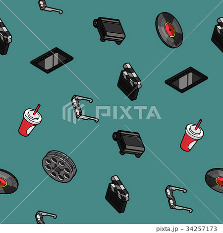 Cinema color outline isometric pattern Cinema color outline isometric pattern 34257173