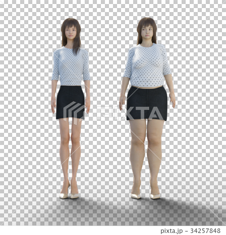 ダイエットイメージ ビフォーアフター perming3DCGイラスト素材 ダイエットイメージ ビフォーアフター perming3DCGイラスト素材 34257848