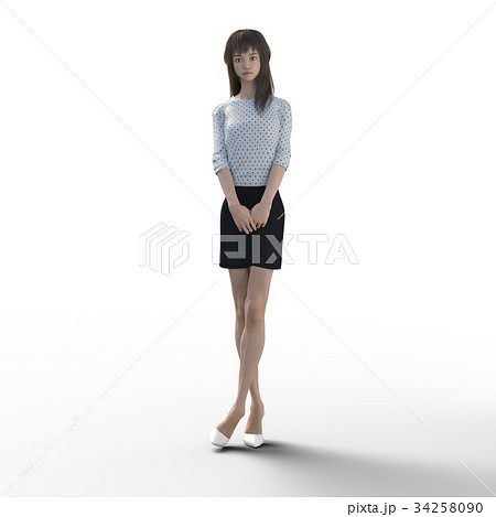 ポーズする綺麗な脚の女性　perming3DCGイラスト素材 34258090