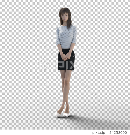 ポーズする綺麗な脚の女性　perming3DCGイラスト素材 34258090