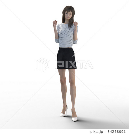ポーズする綺麗な脚の女性　perming3DCGイラスト素材 34258091
