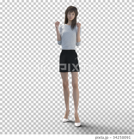 ポーズする綺麗な脚の女性　perming3DCGイラスト素材 34258091