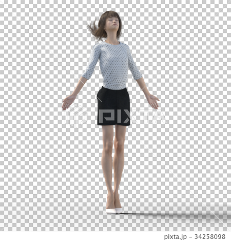 A woman with beautiful legs to pose perming3DCG Illustration material 34258098