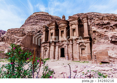 The Monastery, a building carved out of rock,Petra 34260216