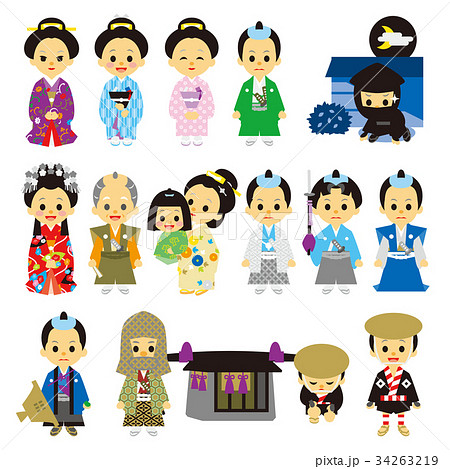 Edo Period Historical Samurai Samurai Princess Stock Illustration