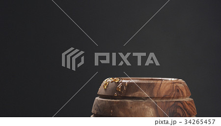 honey pot over gray background 34265457