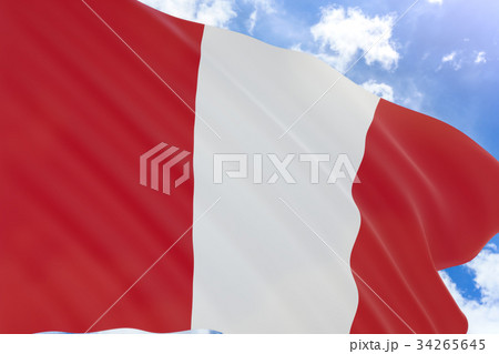3D rendering of Peru flag waving on blue sky 3D rendering of Peru flag waving on blue sky 34265645