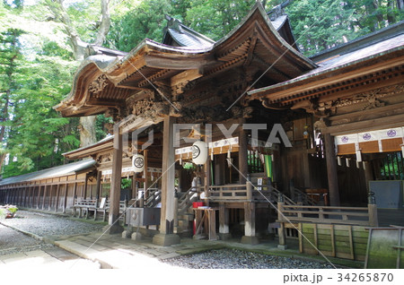信州　諏訪の文化財　手長神社拝殿　立川和四郎富棟建造　立川流彫刻が見事 34265870