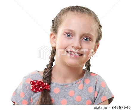 pretty little girl studio portrait on white pretty little girl studio portrait on white 34267949