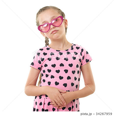 pretty little girl studio portrait on white 34267959
