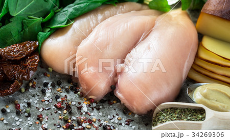 Raw chicken fillet 34269306