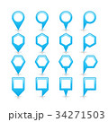 Flat blue color map pin sign location icon 34271503