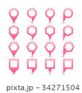 Flat pink color map pin sign location icon 34271504