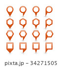 Flat brown color map pin sign location icon 34271505