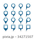Flat blue color map pin sign location icon 34271507