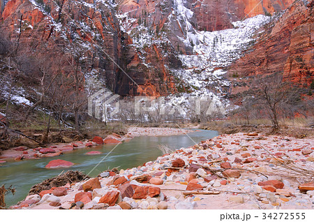 Zion National Park and The Virgin River in winter 34272555