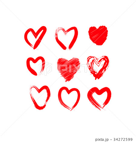 Hand drawn hearts on white background Hand drawn hearts on white background 34272599