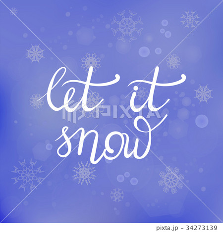 Winter Lettering on Blue Snowflakes Background 34273139