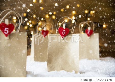 Christmas Shopping Bag, Snow, Snowflakes, Numbers Christmas Shopping Bag, Snow, Snowflakes, Numbers 34273376