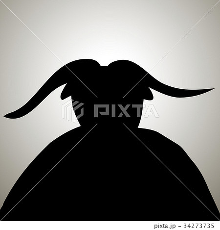 Black devil demon silhouette with horns 34273735