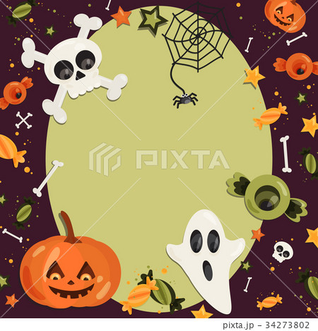 Halloween cartoon art in flat style. Green Halloween cartoon art in flat style. Green 34273802