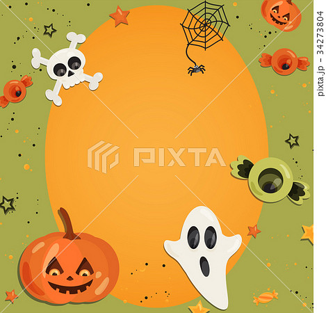 Halloween cartoon art in flat style. Green Halloween cartoon art in flat style. Green 34273804