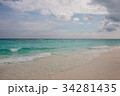 Beach and sea on the blue sky background. 34281435