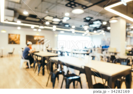 Abstract blur and defocused food court center of department store 34282169