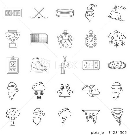 Sport stuff icons set, outline style Sport stuff icons set, outline style 34284506