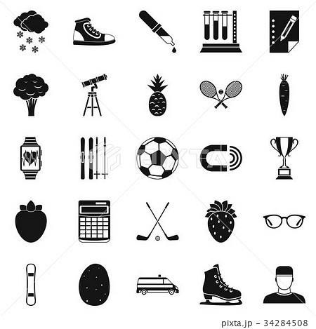 Sports health icons set, simple style Sports health icons set, simple style 34284508