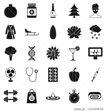 Gym icons set, simple style 34284676