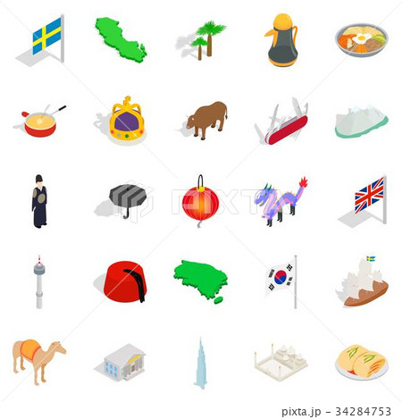Europe icons set, isometric style 34284753