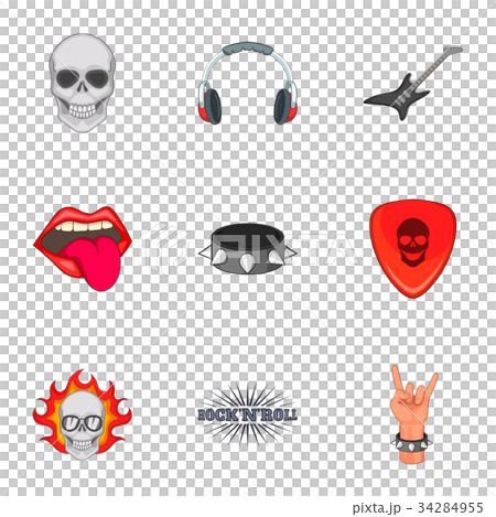 Cartoon Rocker Sticker Rock n roll sticker icons set, cartoon style - Stock Illustration ...