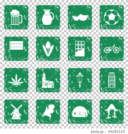 Netherlands icons set grunge Netherlands icons set grunge 34285125